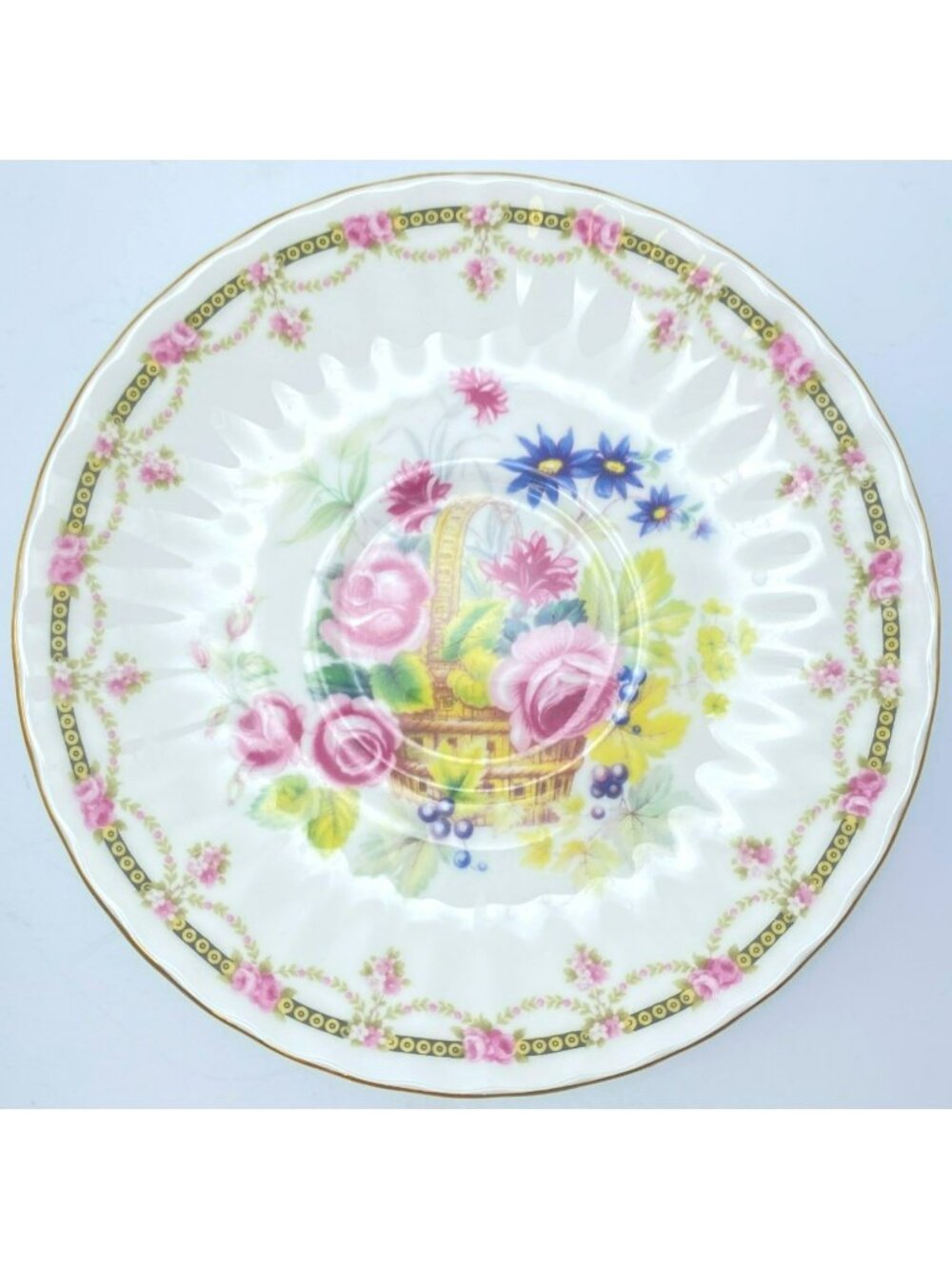 Vintage Duchess London Collection Floral Swag Basket Bone China Tea Cup & Saucer - Picture 8 of 9